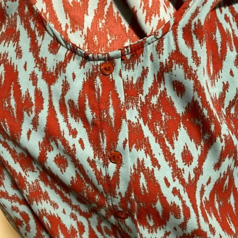 Daytrip Button 3/4 Sleeve Blouse w Drawstring Tie at Waist sz Small